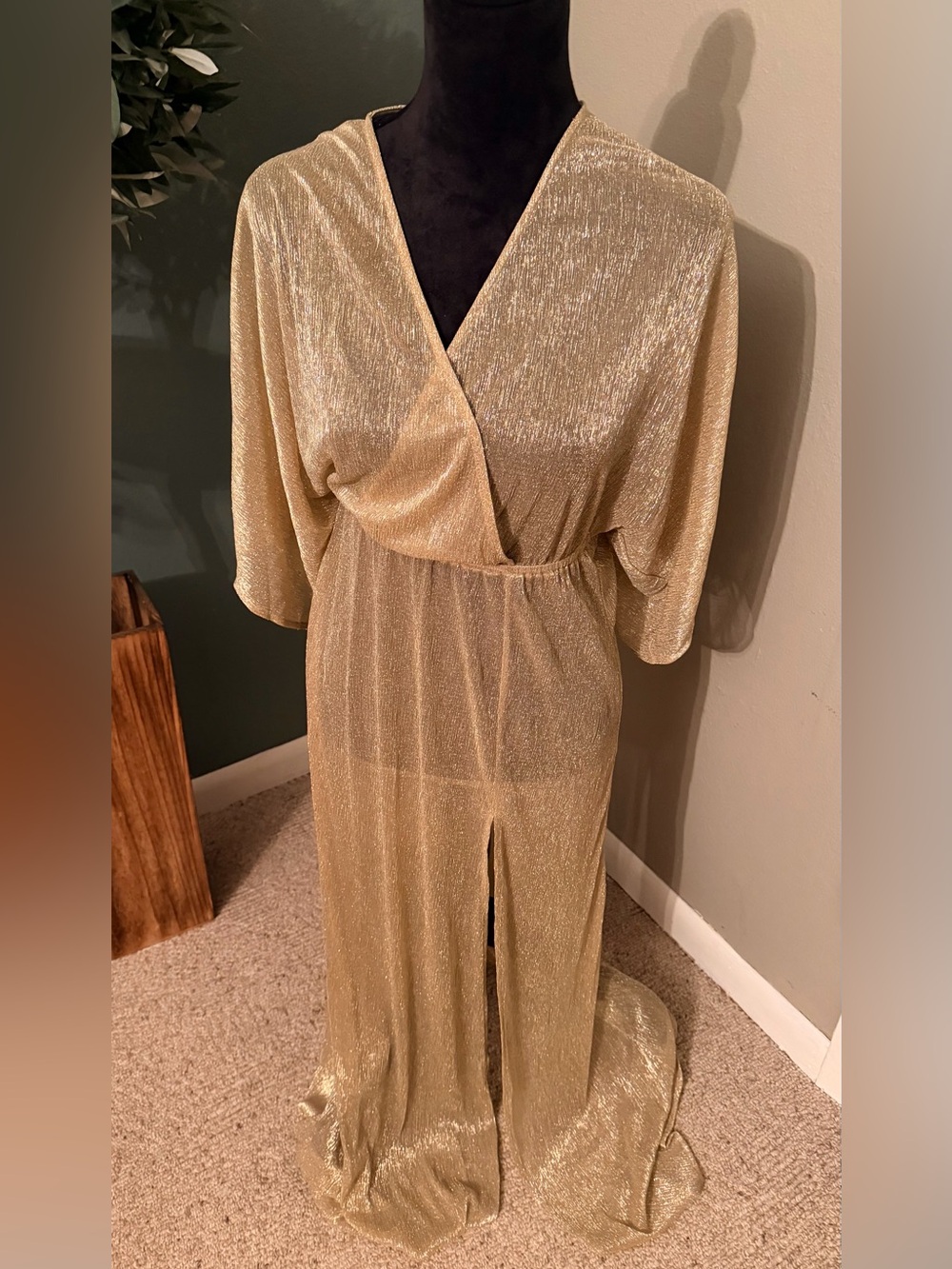Lulus Gold Metallic Knit Dress
